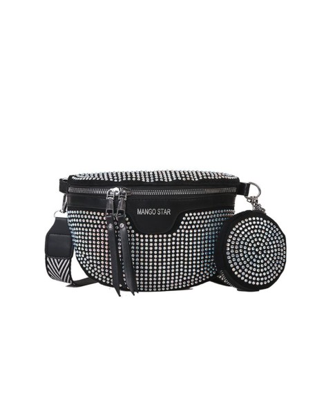 Fashion Rhinestone PU Leather Waist Bag