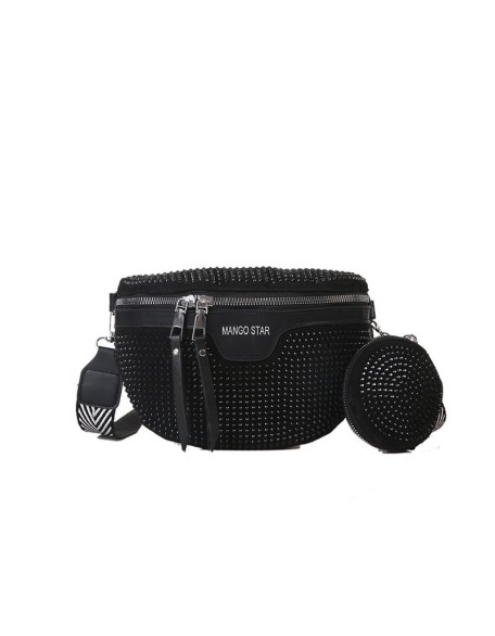 Fashion Rhinestone PU Leather Waist Bag