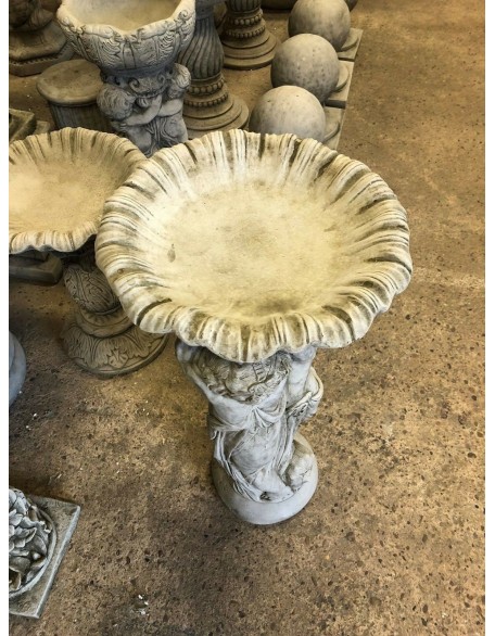 Stunning Stone Twin Cherub Garden Bird Bath