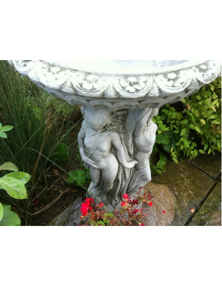 Stunning Stone Three Graces Garden Bird Bath