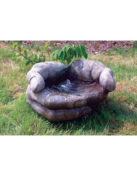Cupped Hands Stone Fountain Water Feature