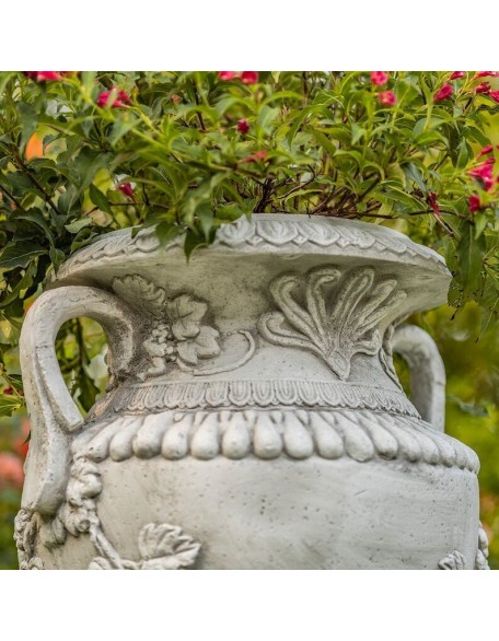 31 Inch Tall Urn Style Flower Planter in Antique Gray