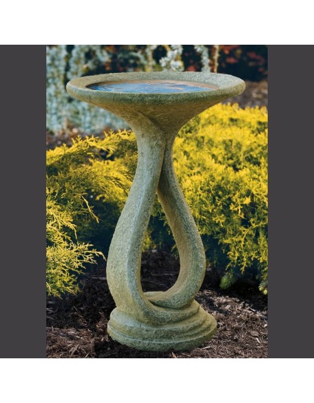 Ribbon 1-Piece Concrete Bird Bath