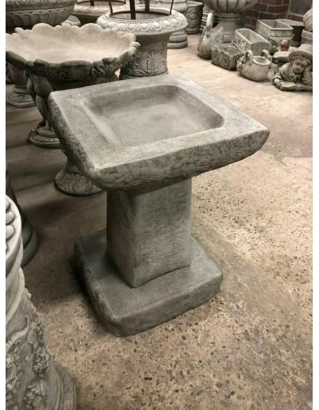Stunning Stone Chunky Square Garden Bird Bath