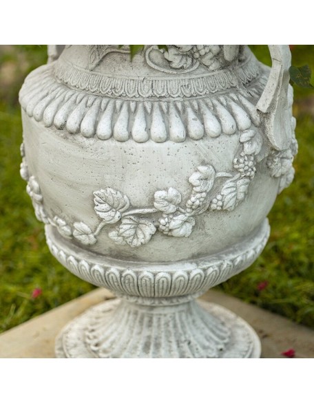 31 Inch Tall Urn Style Flower Planter in Antique Gray