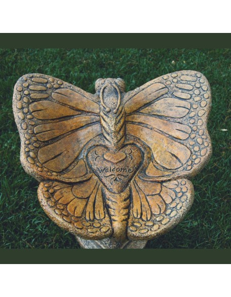 Butterfly 1-Piece Concrete Bird Bath