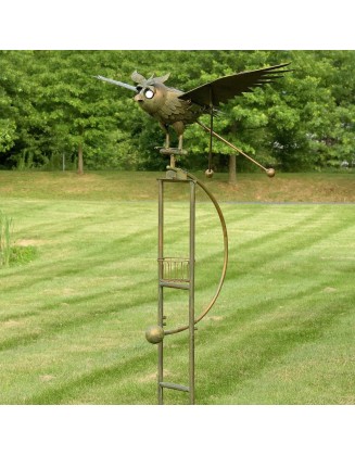Large Solar Rocking Owl Garden Stake with Moving Wings