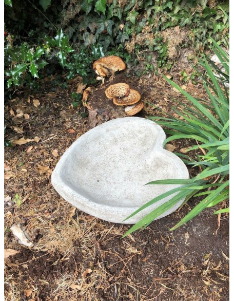 Stunning Stone Heart Garden Bird Bath/Feeder