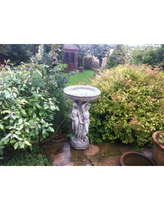 Stunning Stone Three Graces Garden Bird Bath
