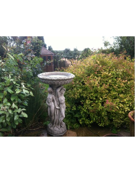 Stunning Stone Three Graces Garden Bird Bath