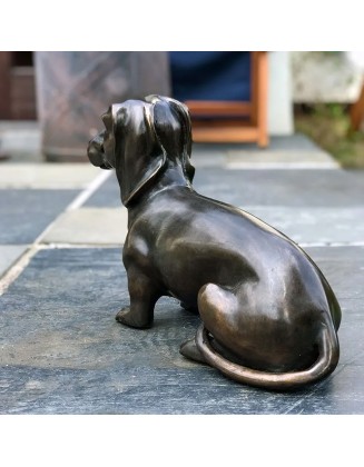 Dachshund Dog Natural Bronze Garden Ornament