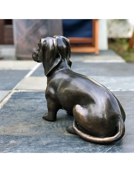 Dachshund Dog Natural Bronze Garden Ornament