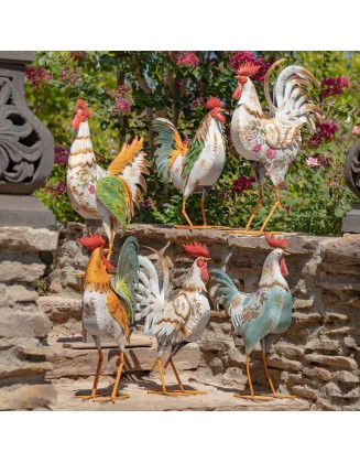 Assorted Iron Rooster Figurines