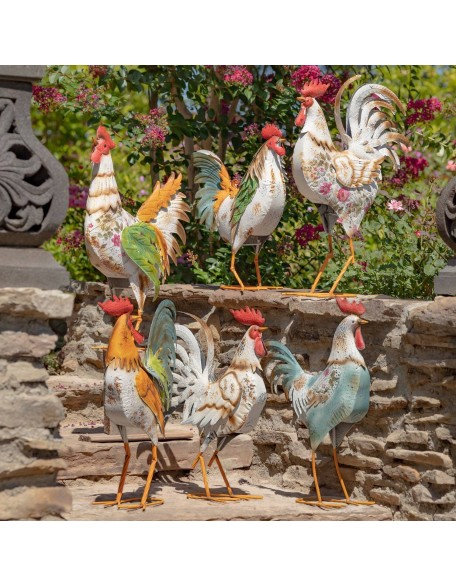 Assorted Iron Rooster Figurines