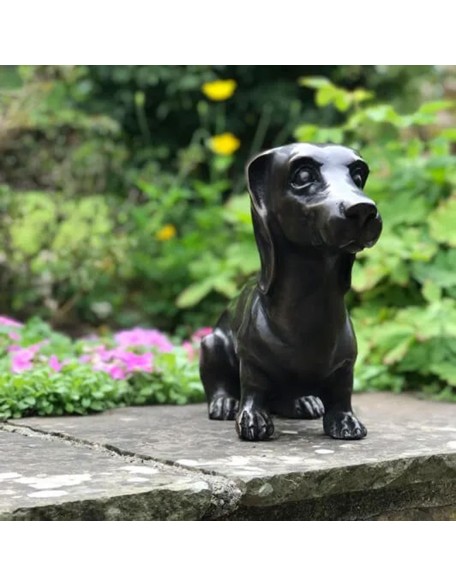 Dachshund Dog Natural Bronze Garden Ornament