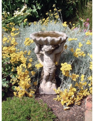 Angel & Shell Stone Garden Bird Bath