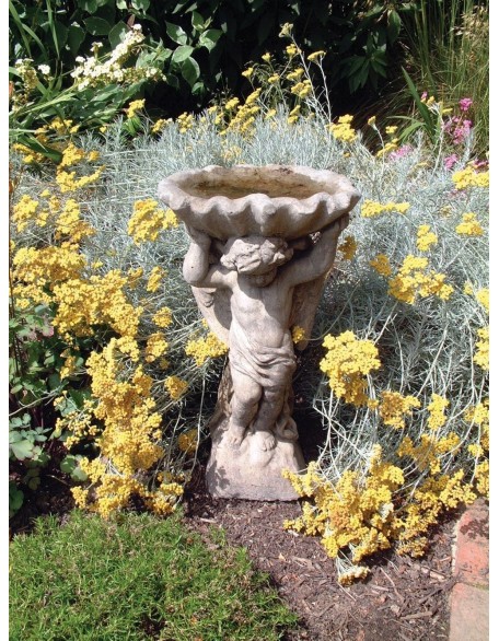Angel & Shell Stone Garden Bird Bath