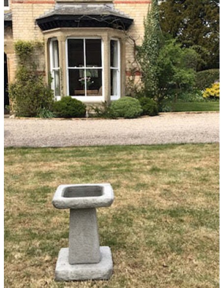 Stunning Stone Chunky Square Garden Bird Bath