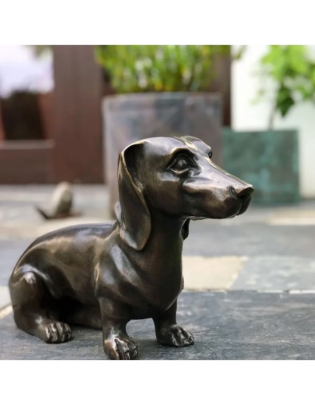 Dachshund Dog Natural Bronze Garden Ornament