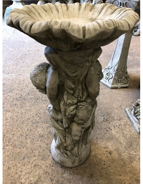 Stunning Stone Twin Cherub Garden Bird Bath