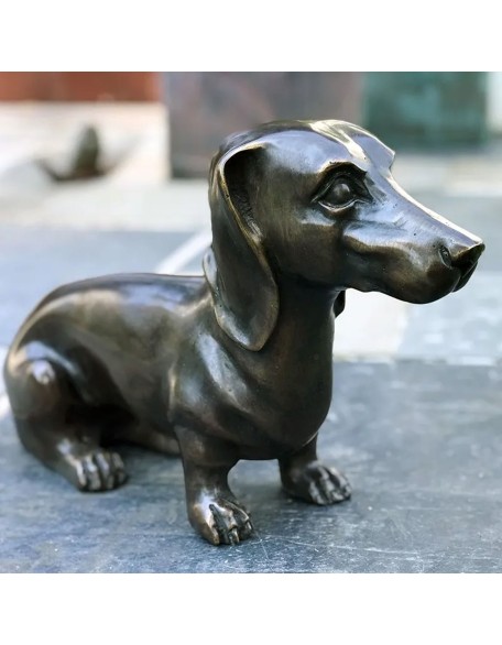 Dachshund Dog Natural Bronze Garden Ornament