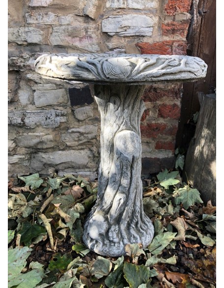 Stunning Stone Tree Trunk Design Garden Bird Bath