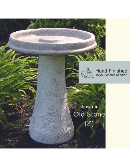 Fairy 2-Piece Concrete Bird Bath