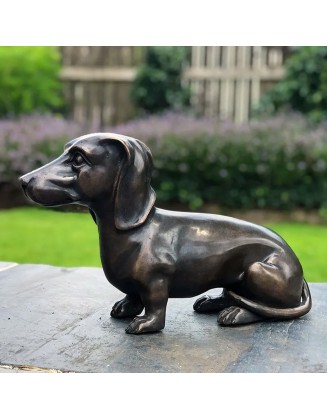 Dachshund Dog Natural Bronze Garden Ornament