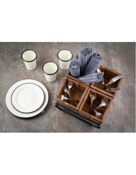 Industrial Collection Acacia Cutlery Holder
