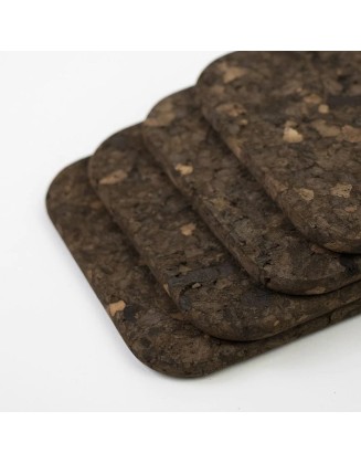 Set of 4 Smoked Cork Square Coasters