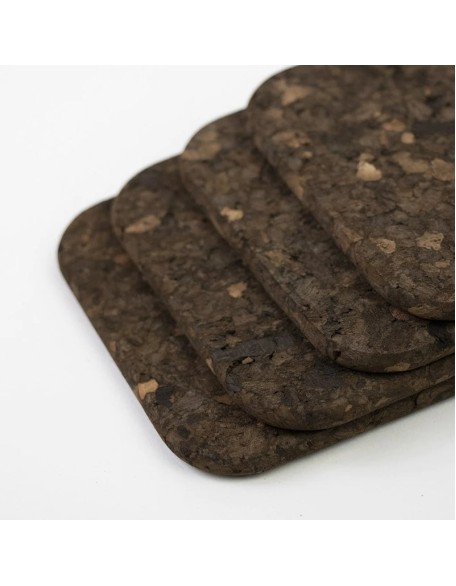 Set of 4 Smoked Cork Square Coasters