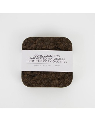 Set of 4 Smoked Cork Square Coasters