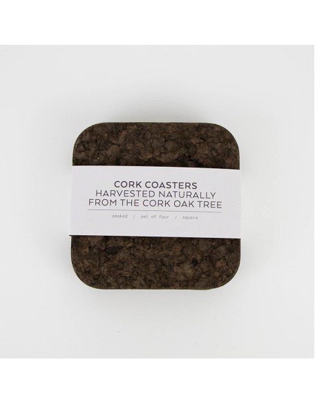 Set of 4 Smoked Cork Square Coasters
