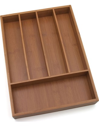 Lipper International Bamboo Flatware Organizer, 5 Compartments