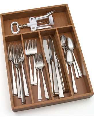 Lipper International Bamboo Flatware Organizer, 5 Compartments